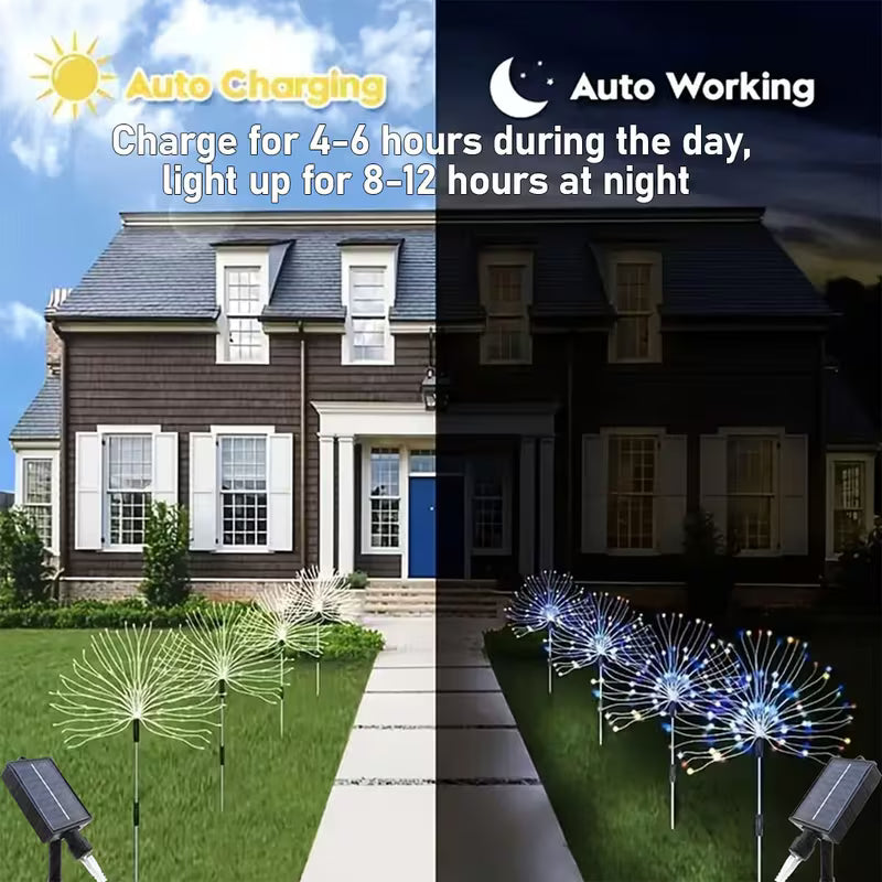 Lampy solarne LED fajerwerki 8 trybów – dekoracyjne do ogrodu