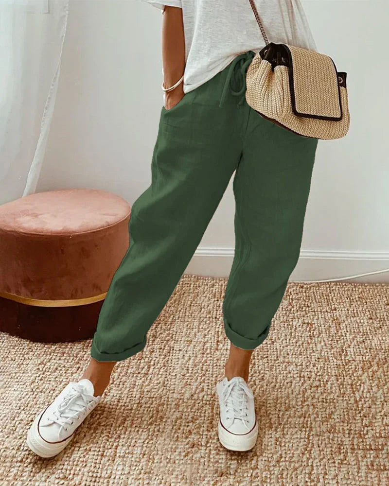 Przewiewne lniane spodnie | Casual i elegancja