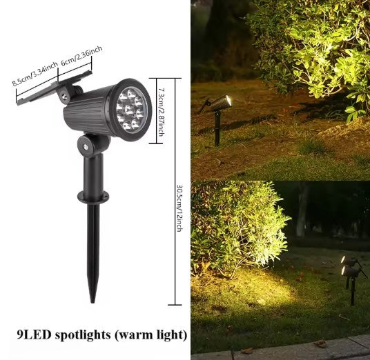 Lampy solarne LED reflektorowe do ogrodu – regulowane