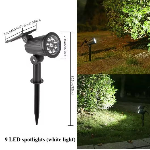 Lampy solarne LED reflektorowe do ogrodu – regulowane