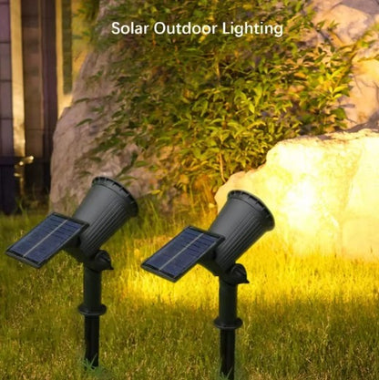 Lampy solarne LED reflektorowe do ogrodu – regulowane