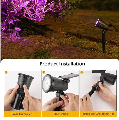Lampy solarne LED reflektorowe do ogrodu – regulowane