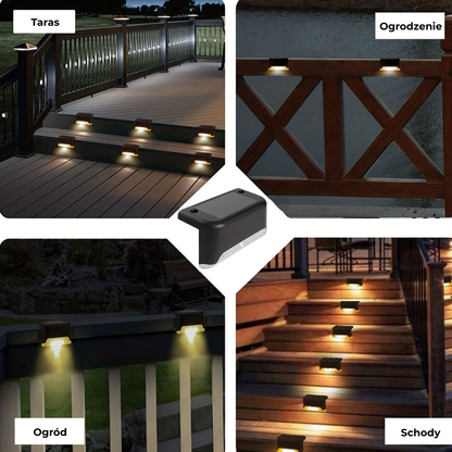 Lampy solarne LED na schody i ogrodzenie – zestaw wodoodporny